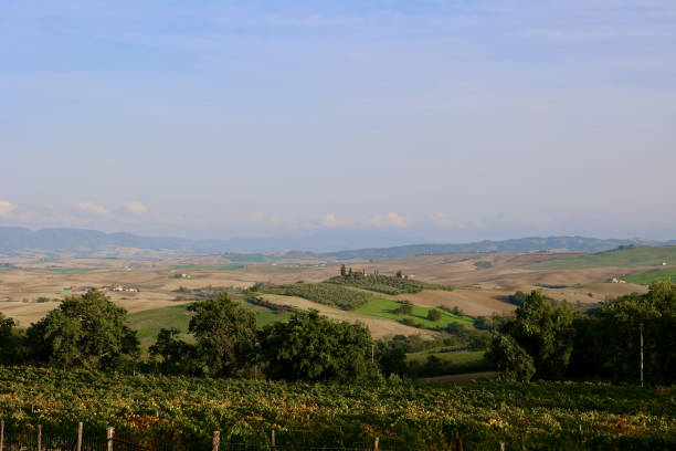 A panoramic view over the hills of Tuscany in Autumn, Italy.