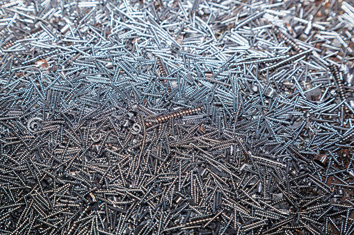 A pile of fine steel filings close-up.