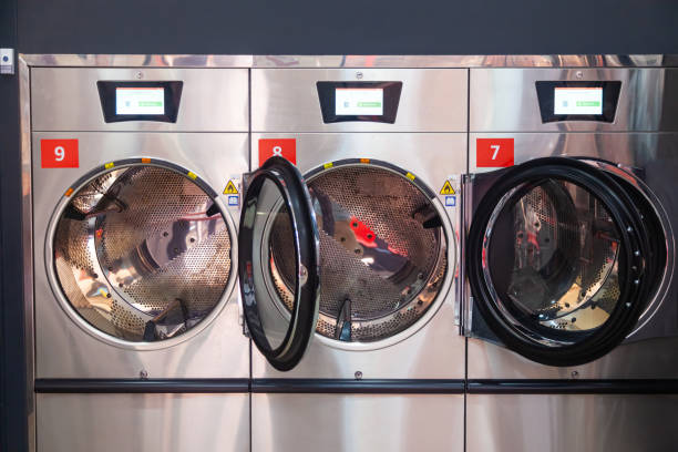 Mature woman at a laundromat