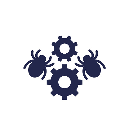 Debugging and testing icon with bugs
