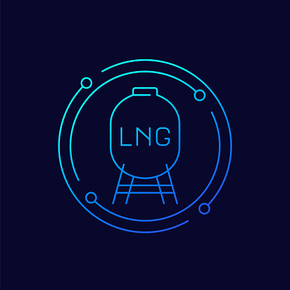 lng tank icon, industrial gas storage linear design
