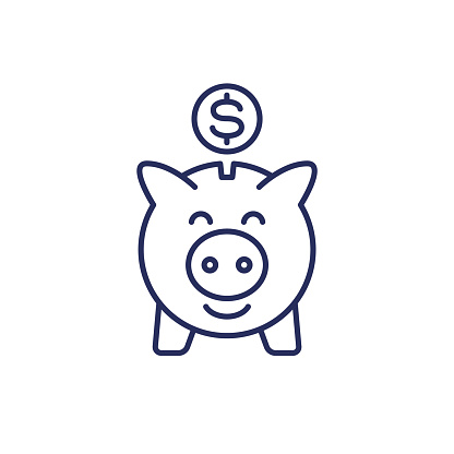 piggy bank, savings line icon