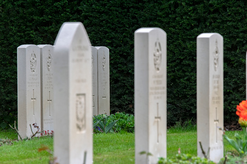Close Up Of Commonwealth War Graves At The Nieuwe Ooster Graveyard At Amsterdam The Netherlands 18-4-2022