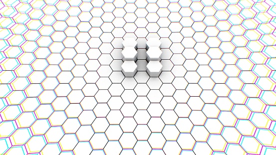 Abstract white Hexagonal. Computer generated 3d render