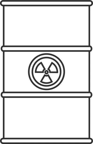 Vector illustration of Metal Barrel with Radioactive Hazard Substance Icon. Vector Illustration.
