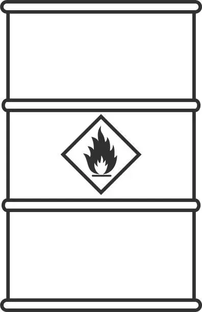 Vector illustration of Metal Barrel with Flammable Substance Icon. Vector Illustration.