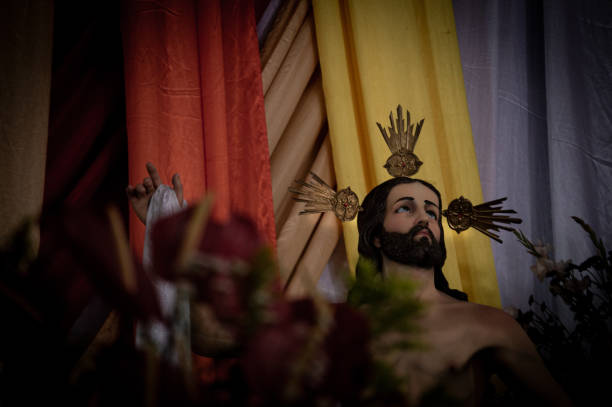 Religious image of the representation of the resurrected Christ in a church in Antioquia, Easter Sunday