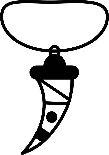 Vector illustration of Tooth pendant  glyph and line vector illustration