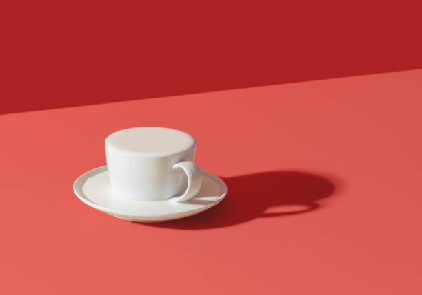 Coffee cup copy space beige background monochromatic minimalism.