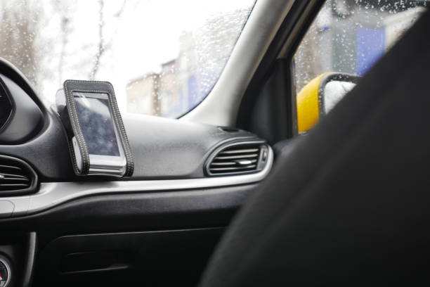 POS machine on yellow taxi .