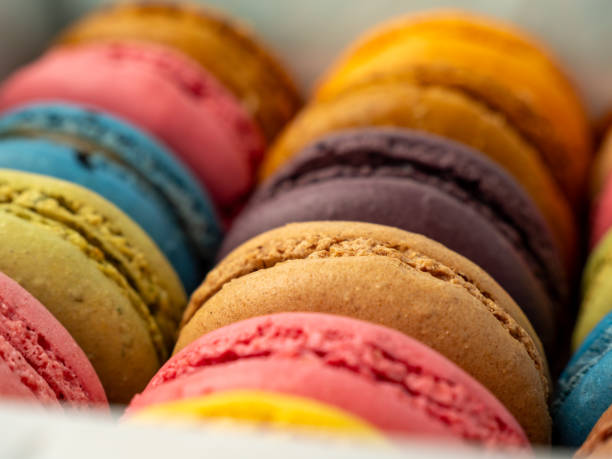 istock Packaging of Colorful French Macaroons. 2043601225