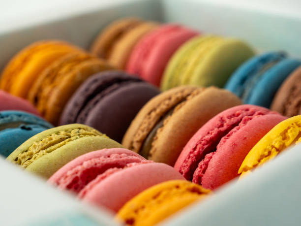 istock Packaging of Colorful French Macaroons. 2043603311