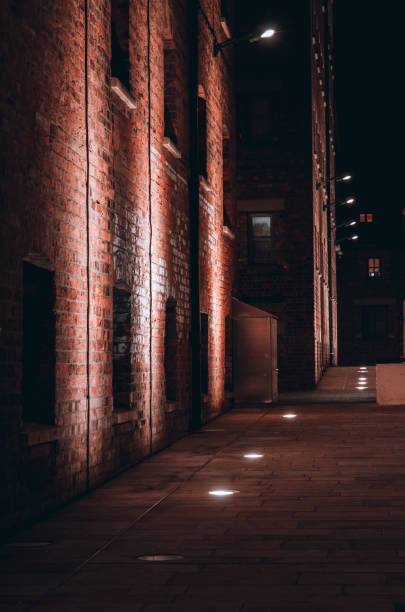 istock Red Brick Victorian Warehouses At The Historic Docks At Gloucester At Night 2043631927