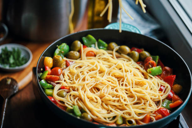 Preparing Mediterranean Canned Mackerel Spaghetti Pasta