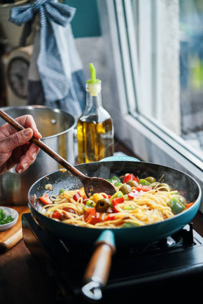 istock Preparing Mediterranean Canned Mackerel Spaghetti Pasta 2043649195