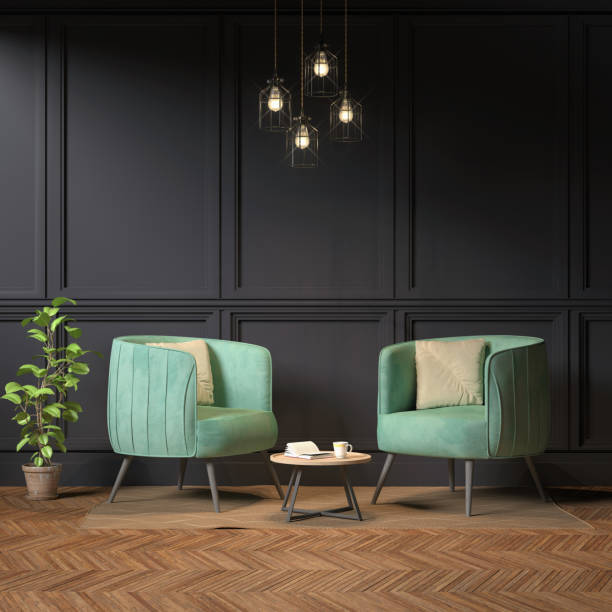 istock 3d rendering of victorian living room with two chairs - classic style 2043691423