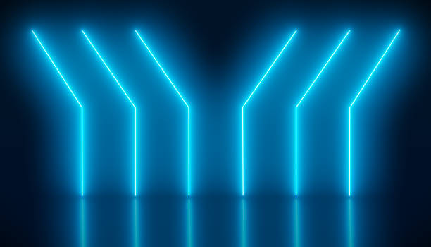istock illustation of glowing neon lines in blue 2043696165