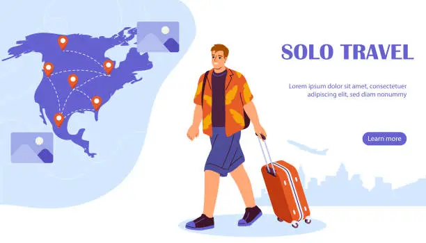 Vector illustration of Solo travel vector poster
