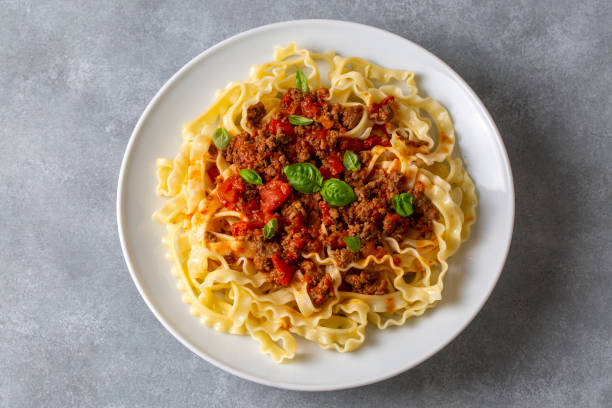 istock Mafalde or Mafalda or Mafaldine Pasta Bolognese 2043740025