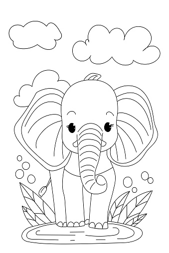 Elephant Coloring Page For Kids Stock Illustration Download Image Now Elephant Coloring Page For Kids Stock Illustration Download Image Now