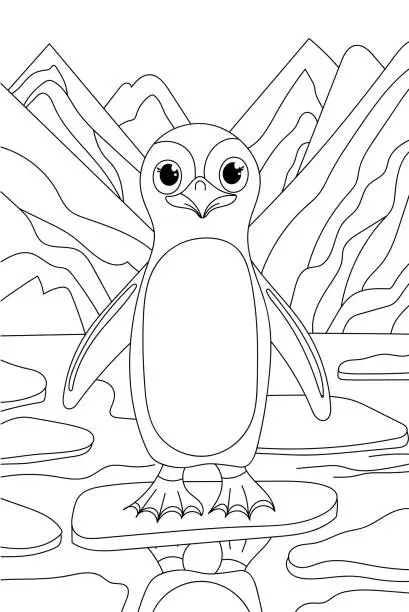 Vector illustration of Penguin Coloring Page For Kids