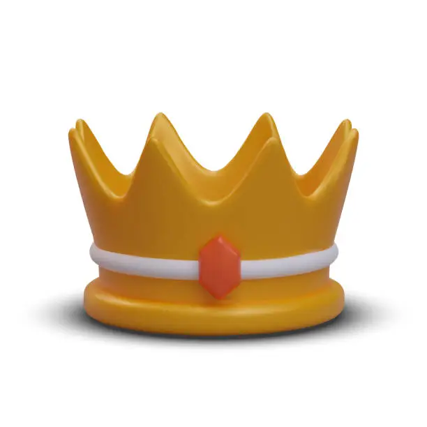 Vector illustration of Realistic crown on white background. Element for computer game