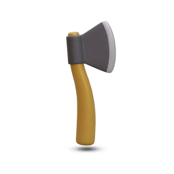 Vector illustration of Steel arms, axe for online computer game. Element for work with wood, cut material