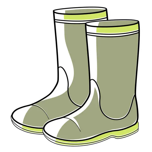 Vector illustration of pair of rubber boots for gardening