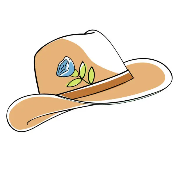 Vector illustration of Sun protection hat for gardening