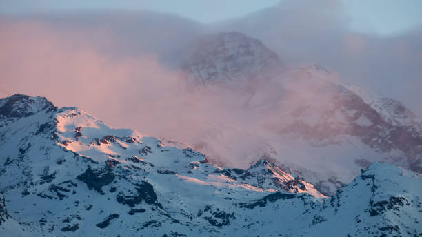 Winter dawn in the mountains.