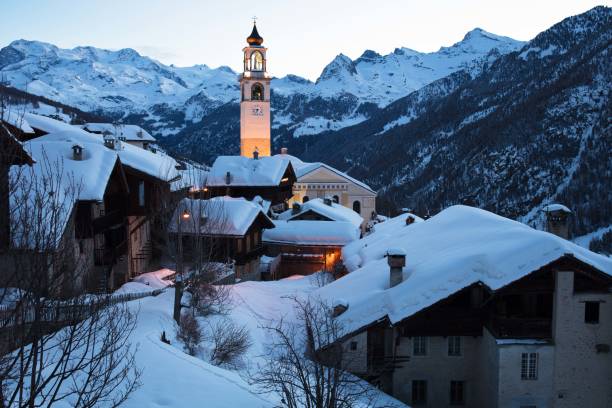 istock Before sunrise in the mountain village . 2043776065