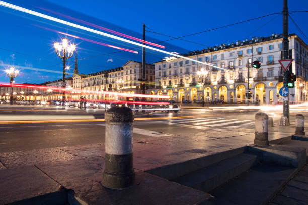 istock The light trails in the blue hour. 2043783417