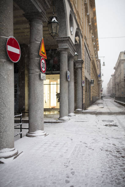istock It is snowing in the city. 2043787564