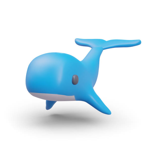 istock Huge cute whale on white background. Ocean underwater marine animal 2043804172