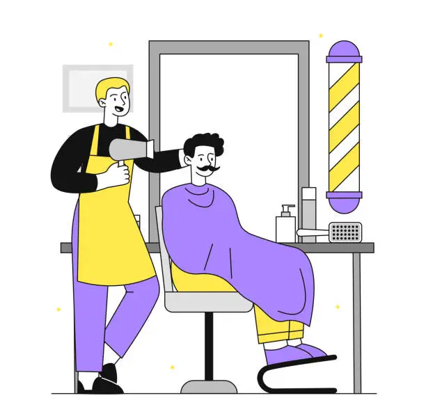 Vector illustration of Barber with client vector simple