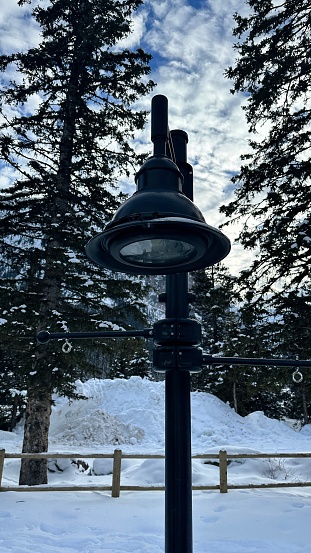 Lamp in the snow clad mountains