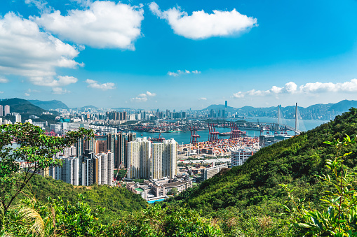 View of Tsuen Wan and Tsing Yi District, Hong Kong