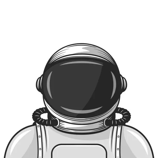 Vector illustration of Vector Cartoon Astronaut. Portrait of Astronaut in Front View. Vector Illustration