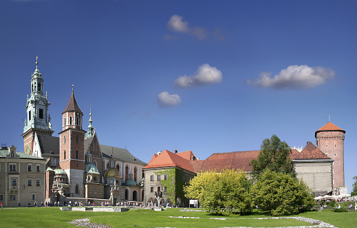 The Wawel Castle courtyard in Krakow, Poland, UNESCO World Heritage Site