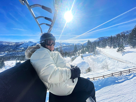 A senior man in a Ski trip in Mammoth California!