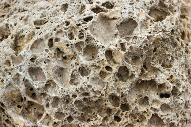 istock Natural limestone rock background or texture with pores 2043932265