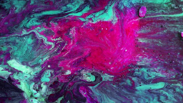 Fluid art drawing video, abstract acrylic texture with colorful waves. Liquid paint mixing backdrop with splash and swirl.