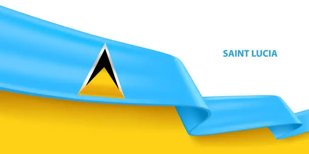 Vector illustration of Saint Lucia 3D Ribbon Flag