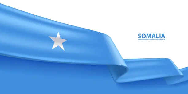 Vector illustration of Somalia 3D Ribbon Flag