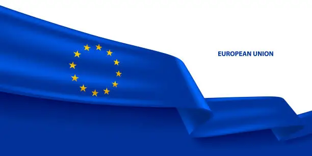 Vector illustration of European Union 3D Ribbon Flag
