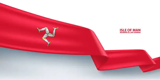 Vector illustration of Isle of Man 3D Ribbon Flag