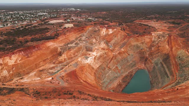 aerial view over a mine pit in Kalgoorlie Boulder during the day, australian mining city in Western Australia