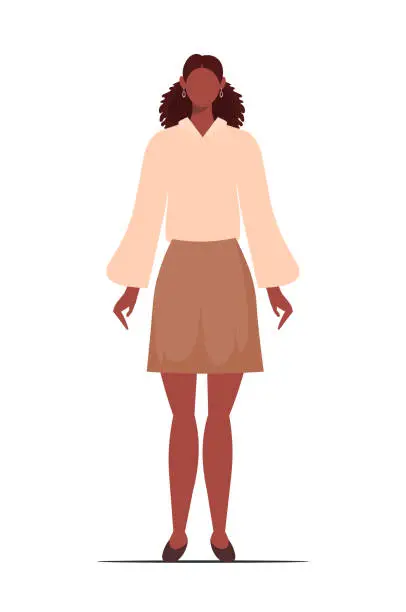 Vector illustration of Young African American businesswoman in formal clothes.