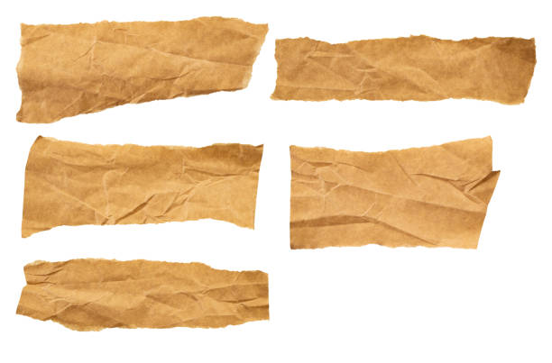 istock Brown Cardboard paper piece set isolated on white background 2044061608