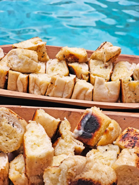 Garlic bread cut into slices